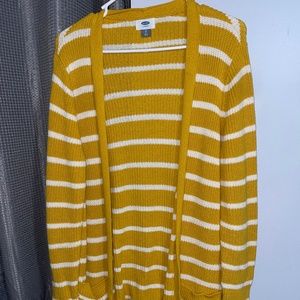 Old Navy Yellow and White Stipe Cardigan
